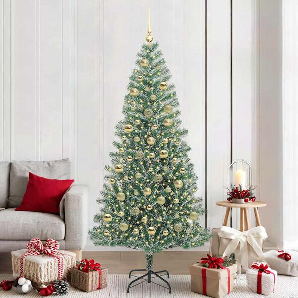 vidaXL Arbre de No&euml;l artificiel floconn&eacute; de neige avec lumi&egrave;re LED