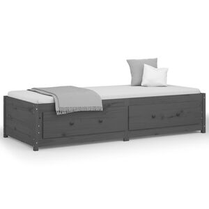 vidaXL Lit de jour sans matelas gris 90x200 cm bois de pin massif