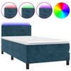 vidaXL Sommier &agrave; lattes de lit avec matelas LED Bleu fonc&eacute; 100x200 cm