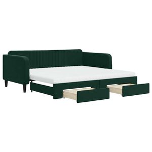 vidaXL Lit de jour et gigogne et tiroirs vert fonc&eacute; 100x200 cm velours