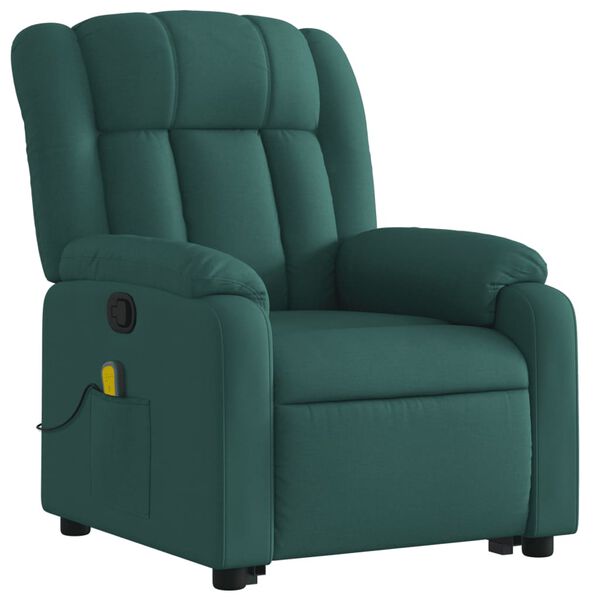 vidaXL Fauteuil inclinable de massage Vert fonc&eacute; Tissu