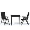 vidaXL Ensemble &agrave; manger de jardin 3 pcs Noir