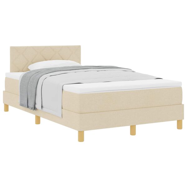 vidaXL Lit &agrave; ressorts avec matelas Cr&egrave;me 120 x 200 cm tissu