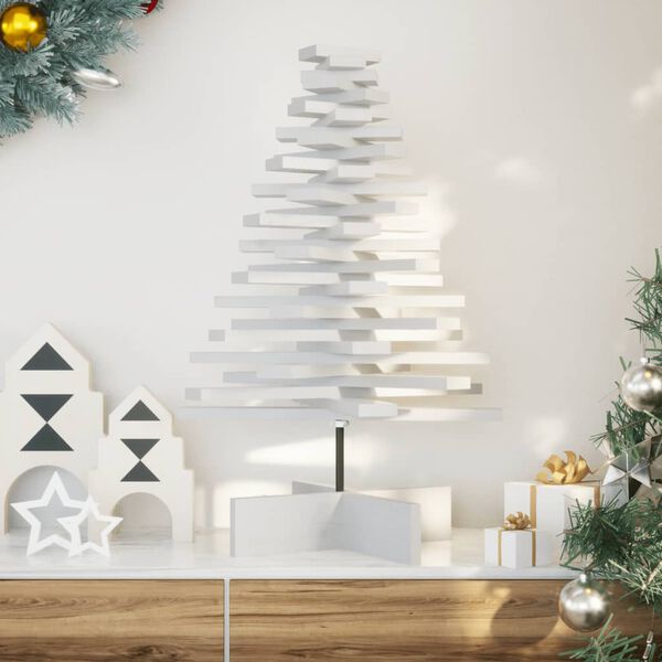 vidaXL Arbre de No&euml;l en bois pour d&eacute;coration blanc 80 cm pin massif