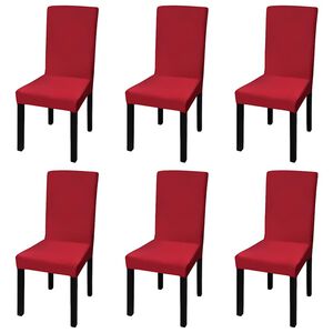 vidaXL Housses de chaise &eacute;lastiques droites 6 pcs Bordeaux