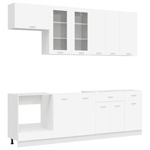 vidaXL Unit&eacute; de cuisine LYON 8 pc Blanc Bois d'ing&eacute;nierie