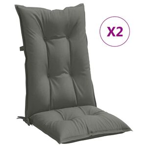 vidaXL Coussins de chaise &agrave; dossier haut lot de 2 gris fonc&eacute; m&eacute;lang&eacute;