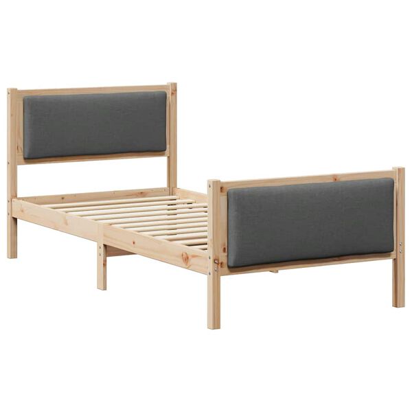 vidaXL Cadre de lit avec t&ecirc;te de lit Gris fonc&eacute; 100 x 200 cm tissu