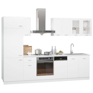 vidaXL Ensemble de 8 meubles de cuisine "Lyon" en bois d'ing&eacute;nierie blanc