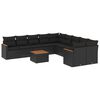 vidaXL Salon de jardin 11 pcs avec coussins noir r&eacute;sine tress&eacute;e