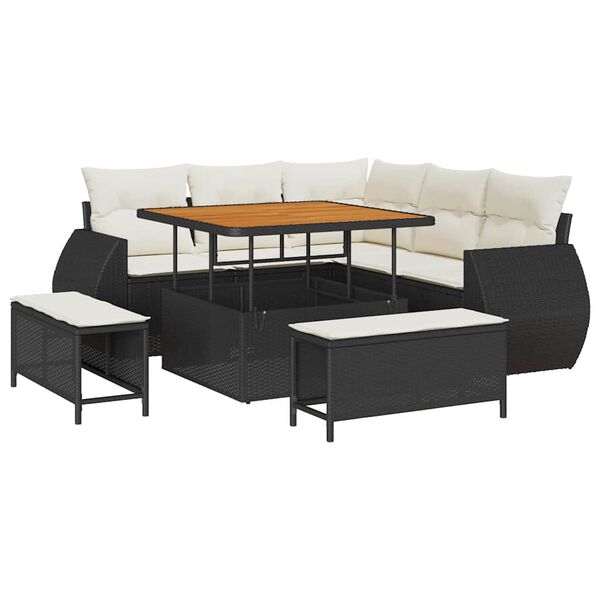 vidaXL Ensemble de canap&eacute; de jardin 8 pcs Noir polyrotin