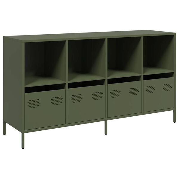 vidaXL Buffet vert olive 135x39x73,5 cm acier laminé à froid