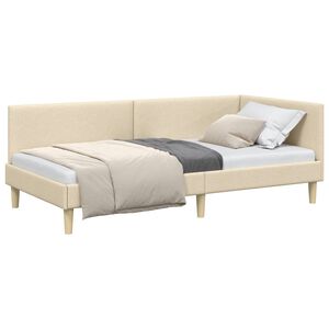 vidaXL Cadre de lit d'angle avec t&ecirc;te de lit Cr&egrave;me 100 cm x 200 cm