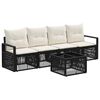vidaXL Ensemble de canap&eacute; de jardin 5 pcs Noir polyrotin
