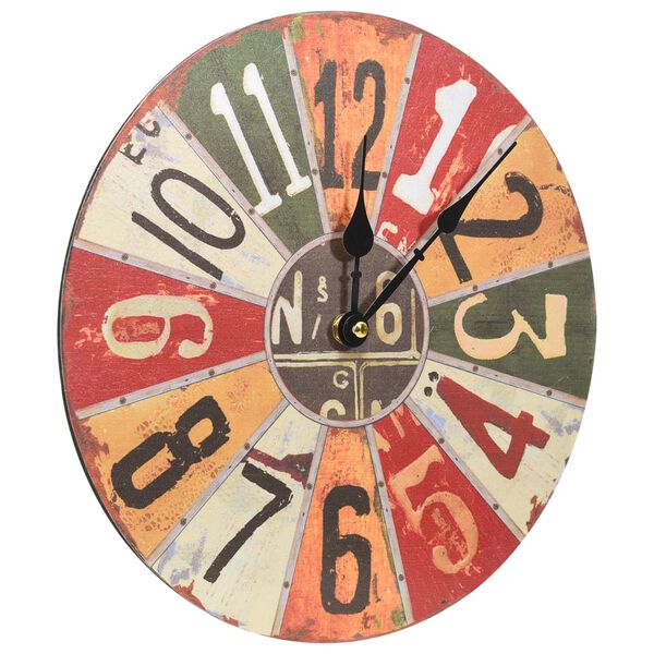 vidaXL Horloge murale Multicolore 30 cm MDF
