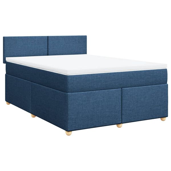 vidaXL Sommier &agrave; lattes de lit avec matelas Bleu 140x190 cm Tissu