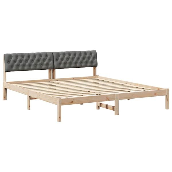 vidaXL Cadre de lit avec t&ecirc;te de lit marron et gris fonc&eacute; 180 x 200 cm