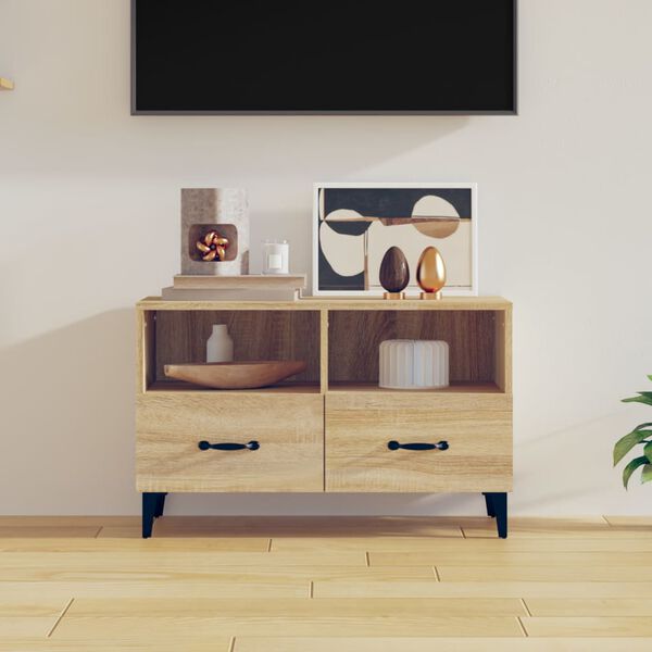 vidaXL Meuble TV Ch&ecirc;ne sonoma 80x36x50 cm Bois d'ing&eacute;nierie