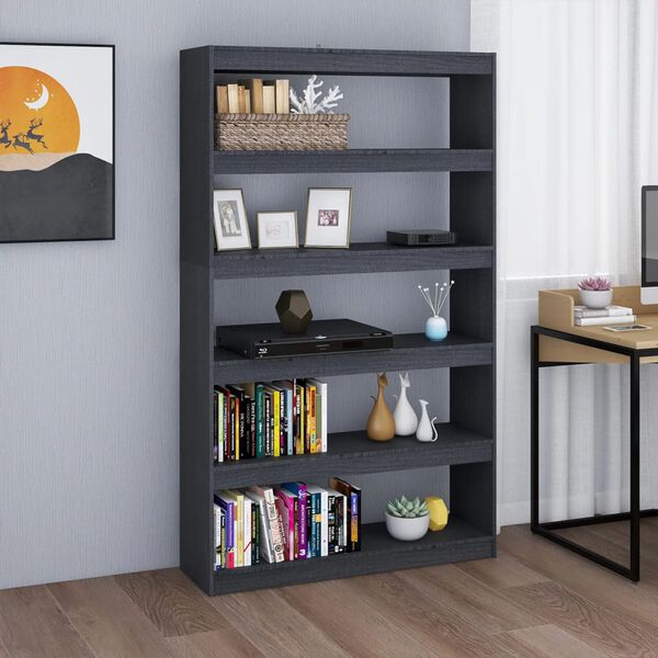 vidaXL Biblioth&egrave;que/S&eacute;parateur de pi&egrave;ce Gris 100x30x167,5cm Pin massif