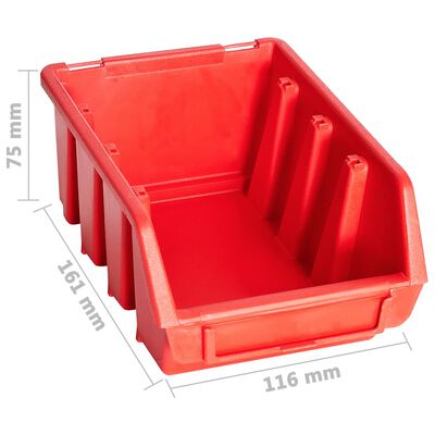 vidaXL Kit de bacs de stockage et panneaux muraux 29 pcs rouge et noir