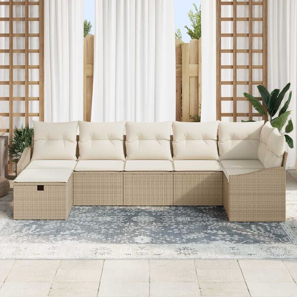 vidaXL Ensemble de Canap&eacute;s avec coussin 7 pcs polyrotin