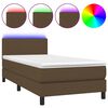 vidaXL Sommier &agrave; lattes de lit et matelas et LED Marron fonc&eacute; 90x200cm