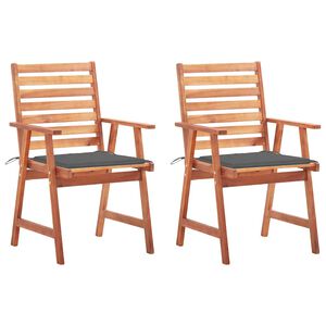 vidaXL Chaises &agrave; manger d'ext&eacute;rieur lot de 2 et coussins Acacia massif