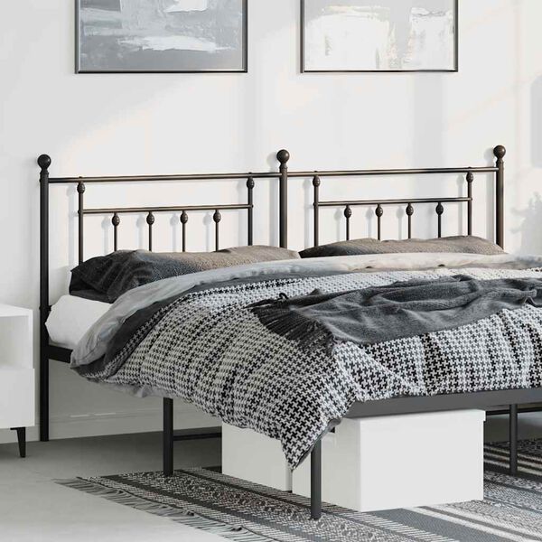 vidaXL T&ecirc;te de lit m&eacute;tal noir 180 cm