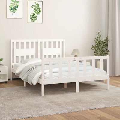 vidaXL Cadre de lit sans matelas blanc bois de pin massif 140x200 cm