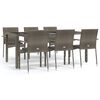 vidaXL Ensemble &agrave; manger jardin et coussins 7 pcs gris rotin
