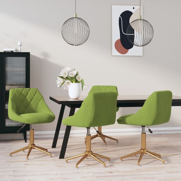 vidaXL Chaises pivotantes &agrave; manger lot de 4 vert clair velours