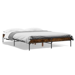 vidaXL Cadre de lit sans matelas ch&ecirc;ne fum&eacute; 150x200 cm