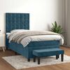 vidaXL Sommier &agrave; lattes de lit et matelas Bleu fonc&eacute; 80x200 cm Velours
