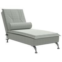 vidaXL Chaise longue de massage avec traversin gris clair velours