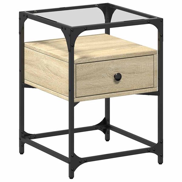 vidaXL Table de chevet ch&ecirc;ne sonoma 40x40x55 cm bois d&rsquo;ing&eacute;nierie