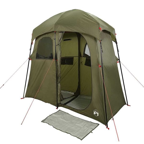 vidaXL Tente de douche 2 personnes vert olive imperm&eacute;able