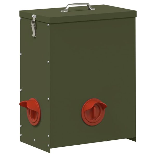 vidaXL Mangeoire pour poules 2 pcs Vert olive 32,5 x 20,5 x 43 cm