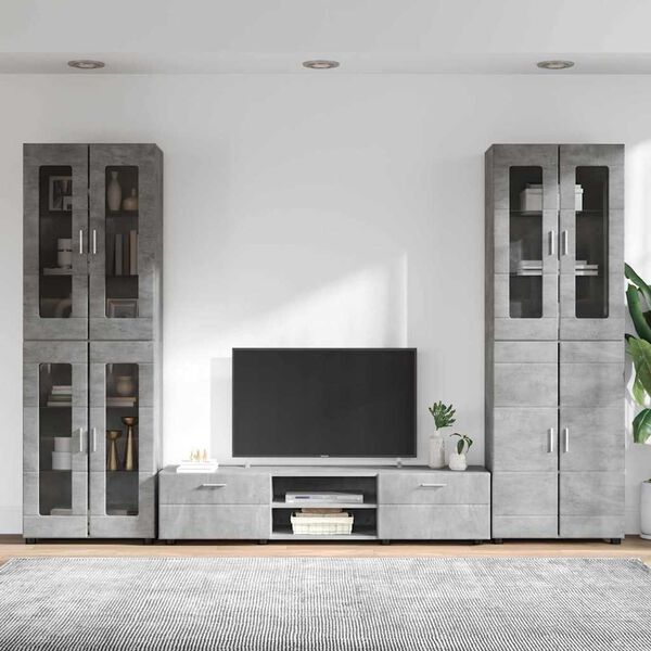 vidaXL Ensemble meuble TV FLORIN Gris b&eacute;ton Bois d'ing&eacute;nierie