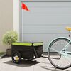 vidaXL Remorque de v&eacute;lo noir et vert 30 kg fer