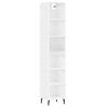 vidaXL Buffet haut Blanc brillant 34,5x32,5x180 cm Bois d'ing&eacute;nierie