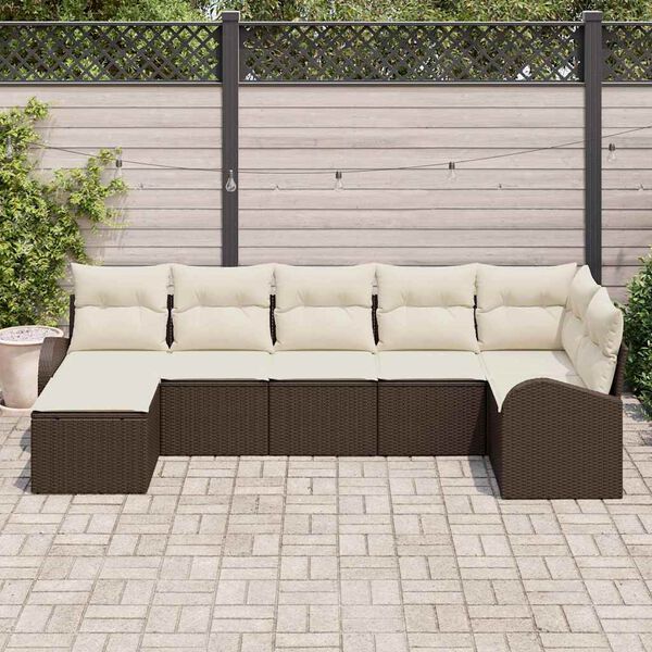 vidaXL Ensemble de canapé de jardin 7 pcs Marron Poly rotin