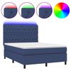 vidaXL Sommier &agrave; lattes de lit et matelas et LED Bleu 140x200 cm Tissu