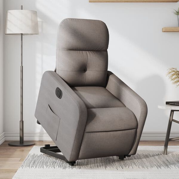 vidaXL Fauteuil inclinable électrique taupe tissu