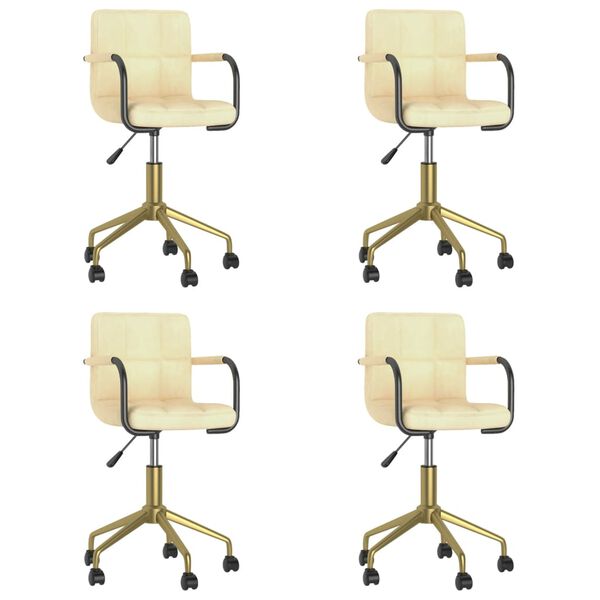 vidaXL Chaises pivotantes &agrave; manger lot de 4 cr&egrave;me velours
