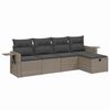 vidaXL Salon de jardin 5 pcs avec coussins gris r&eacute;sine tress&eacute;e