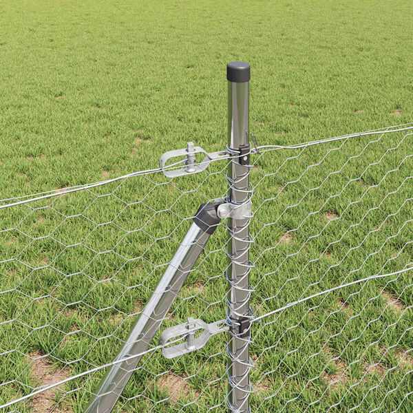 vidaXL Poteau de cl&ocirc;ture. Argent&eacute; 10 x 0,4 m (grillage de 36 mm) Acier