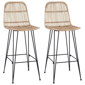 vidaXL Tabouret de bar 2 pc Naturel 44 x 55 x 109 cm Rattan et Acier