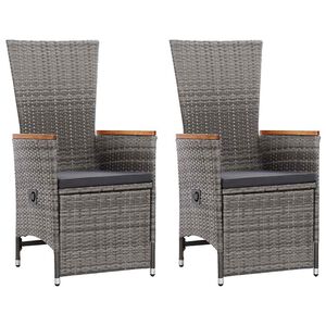 vidaXL Chaise inclinable de jardin 2pc et coussins R&eacute;sine tress&eacute;e Gris