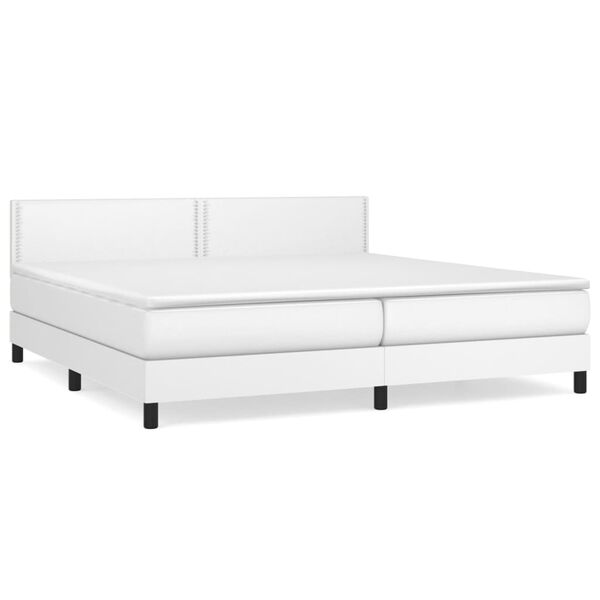 vidaXL Sommier &agrave; lattes de lit avec matelas Blanc 200x200cm Similicuir