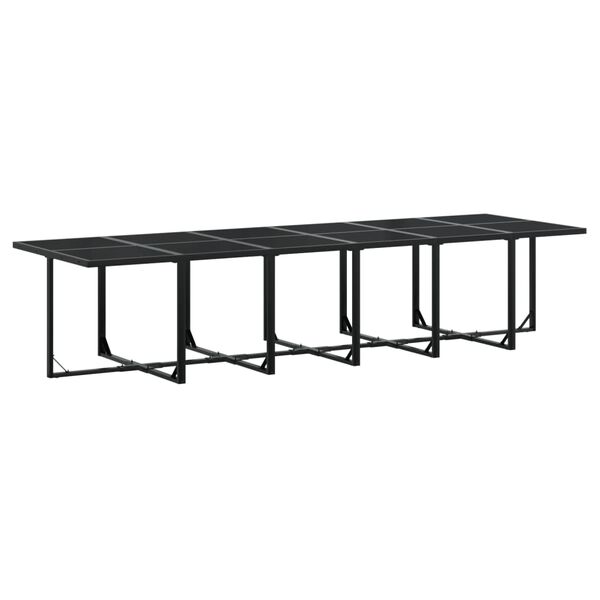 vidaXL Ensemble &agrave; manger de jardin 17 pcs coussins noir r&eacute;sine tress&eacute;e